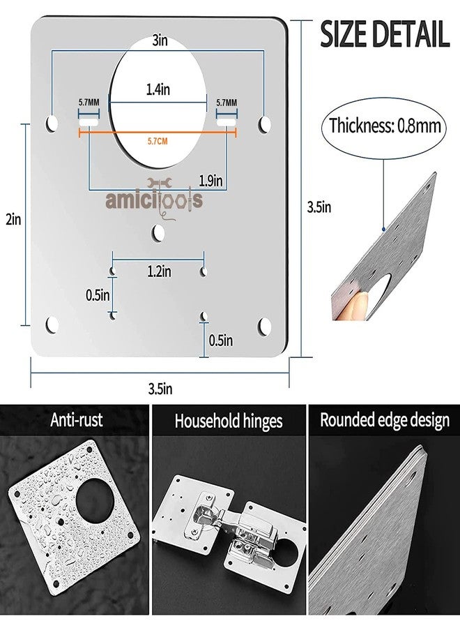 amiciTools Stainless Steel (SS202) Hinge Repair Plate with Mounting Screws for Furniture, Shelves, Cabinet Protection, Hinge Support Plate (8-Pcs) - Image 5